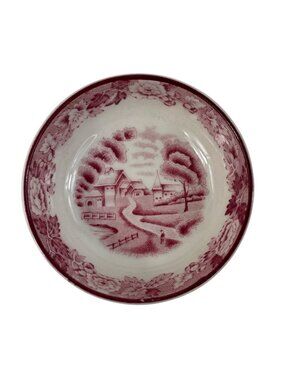 Antique Enoch Woods English Scenery Pink Salt Dip Bowl 3" Wood & Sons England